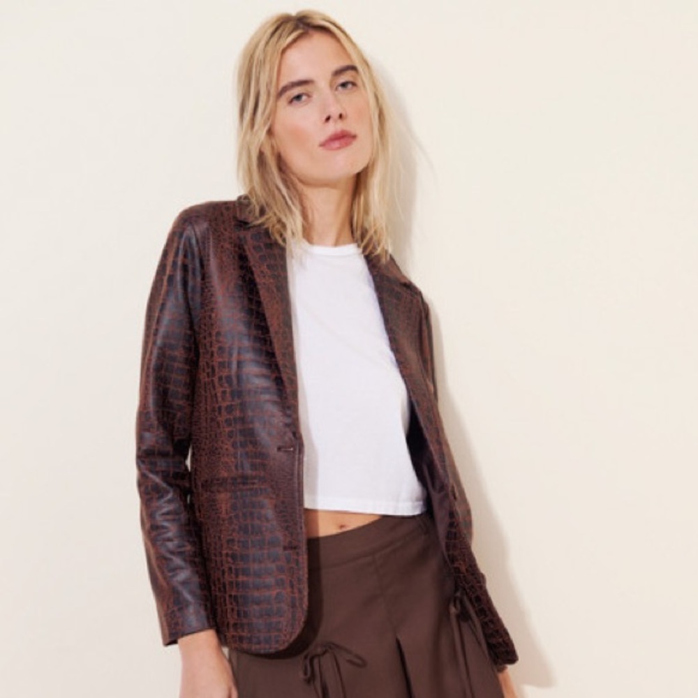 Nuuly x Unreal Fur Dundee Vegan Snakeskin Blazer Size M